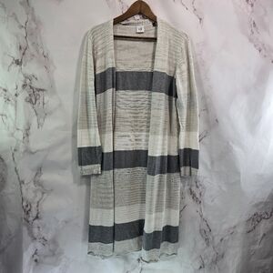 Cabi Cardigan Women Large Gray Sweater Open Front Duster Long Vineyard 5018